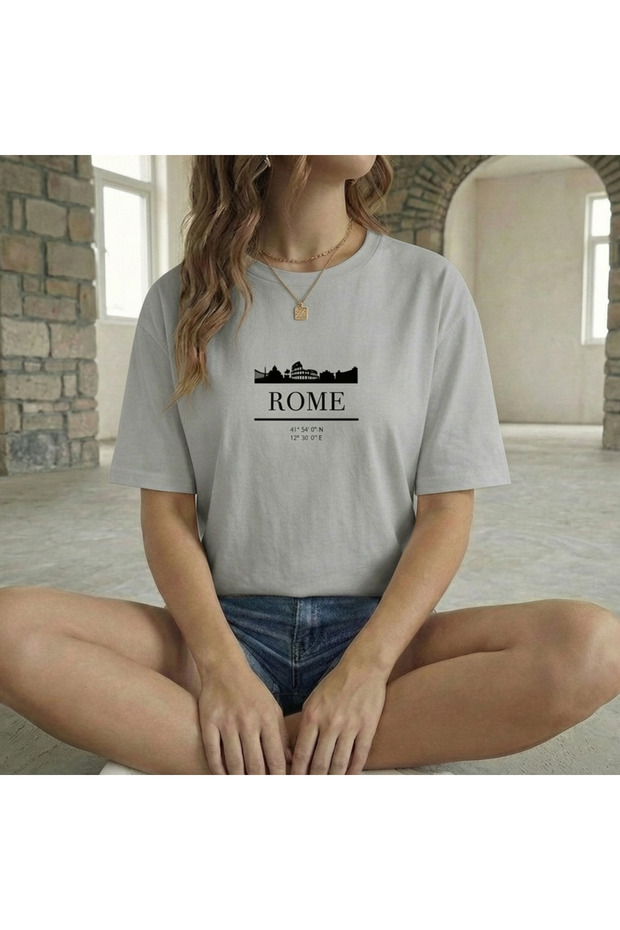 تيشيرت نسائي برقبة دائرية من ROME مطبوع