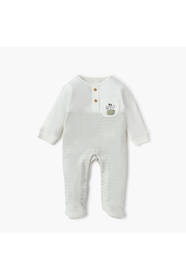 Striped Sleepsuit with Chest Pocket