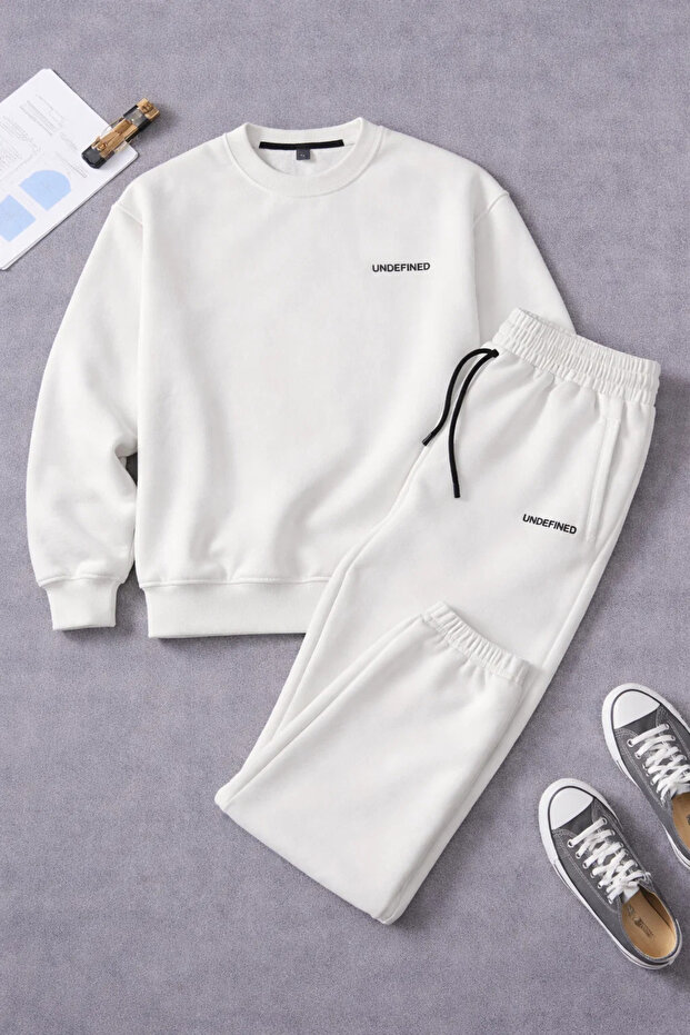 Men's Loose Winter Ecru Tracksuit Set