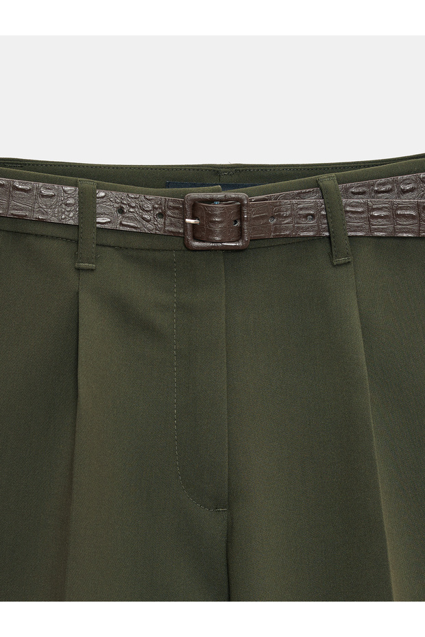 72233 Belted Bermuda Shorts-Khaki - 8