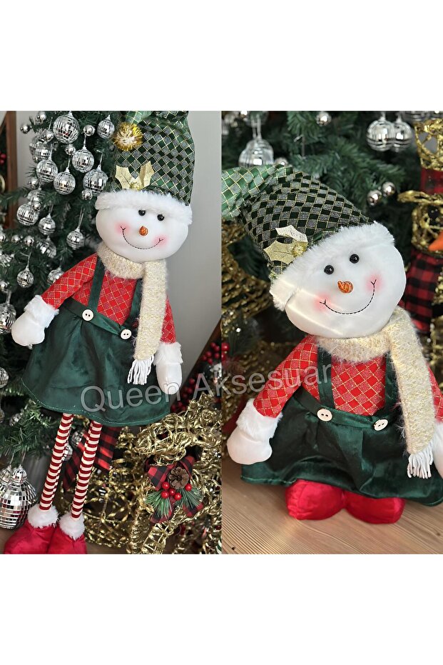 Luxury Giant Large Plush Long Christmas Decoration Ebiseli Snow Girl Figurine Legs Extending Snowman