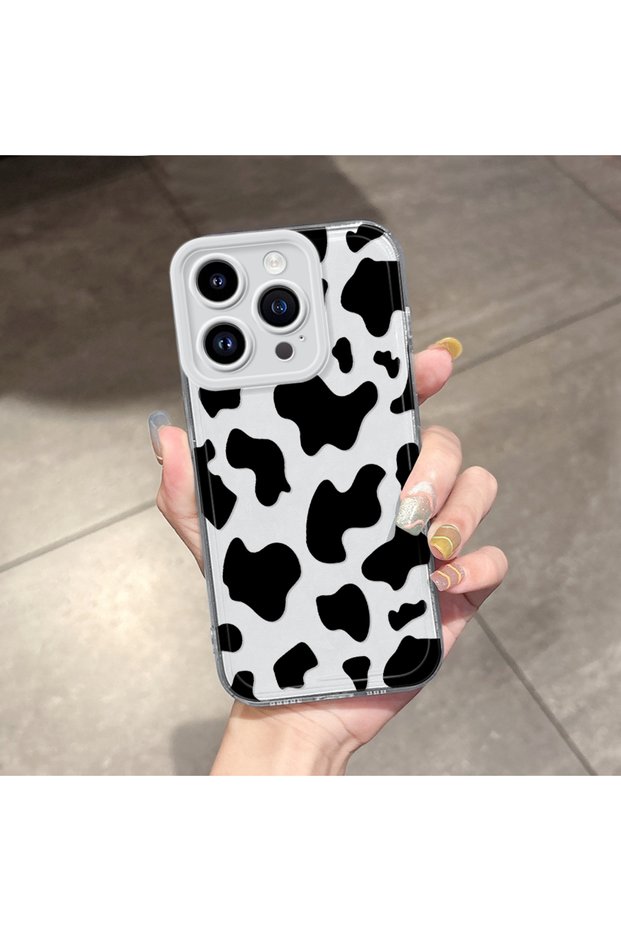 iPhone 15 Pro Compatible Case Camera Protection Transparent Ultra Thin Silicone Cover Cute Cow