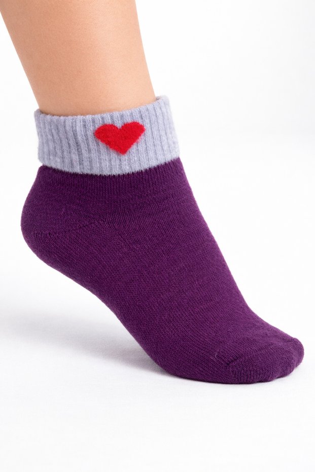 3 Pairs of Children's Socks Winter, Thick, Short Thermal Socks Winter Socks Purple Heart 7-8 Years Old