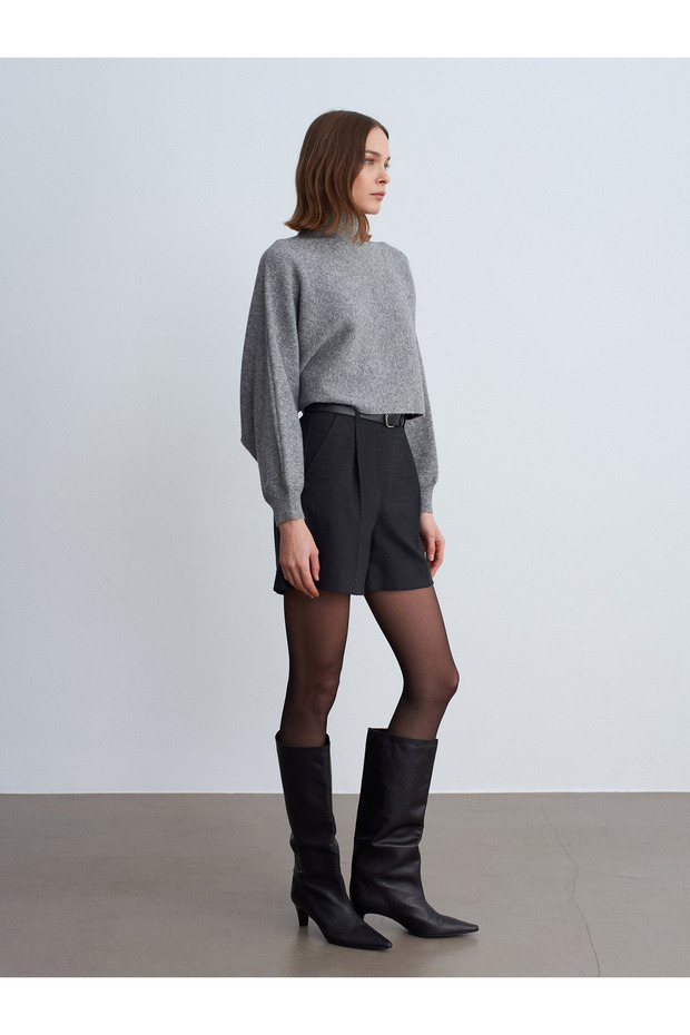 72232 Belted Shorts-Black - 1