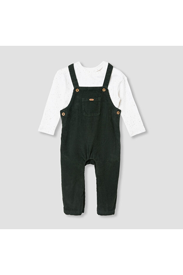 Ribbed Dungaree and T-shirt Set