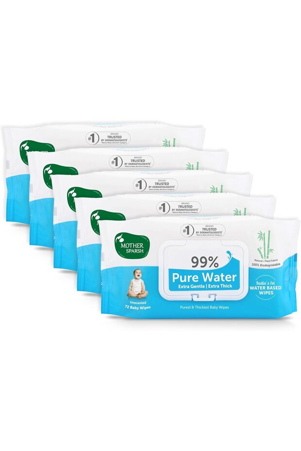 99% Pure Water Baby Wipes 72 pcs/pack - Pack of 5 (Super Saver Pack)