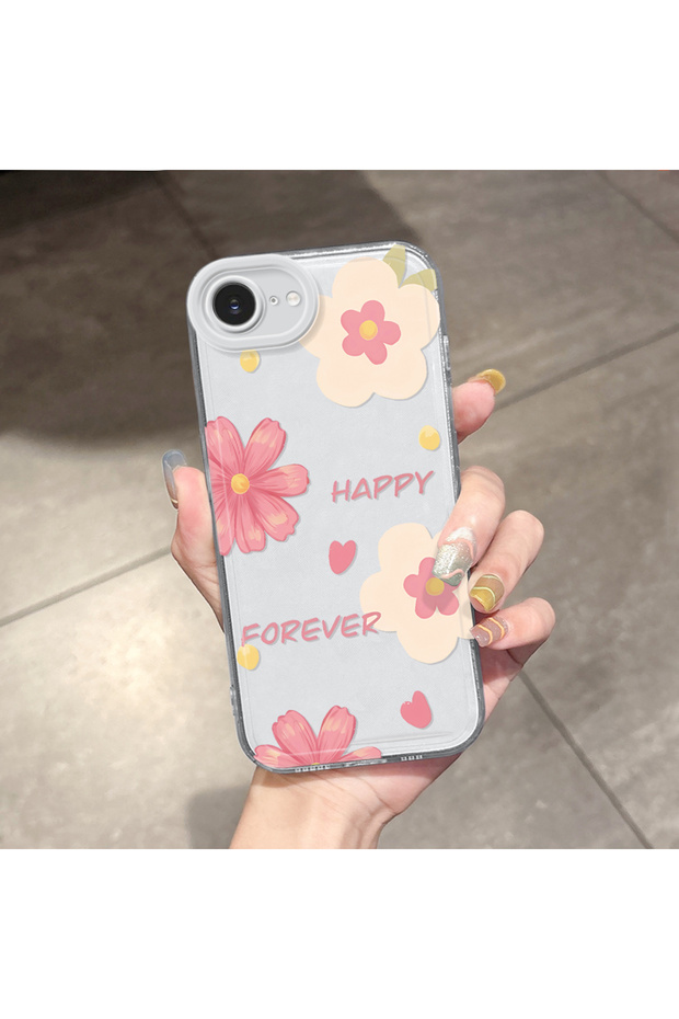 iPhone 16E Compatible Case Camera Protected Transparent Ultra Thin Silicone Cover Flower World