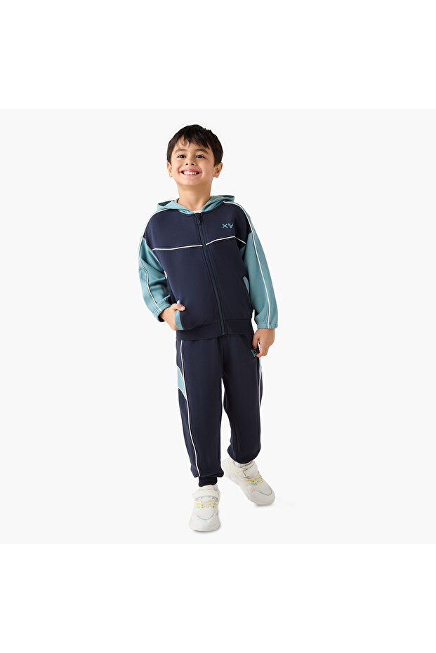 Colourblock Hooded Sweatshirt and Joggers Set