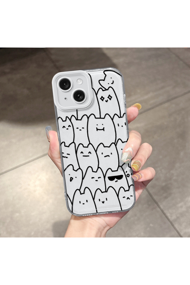 iPhone 15 Compatible Case Camera Protection Transparent Ultra Thin Silicone Cover Simple Striped