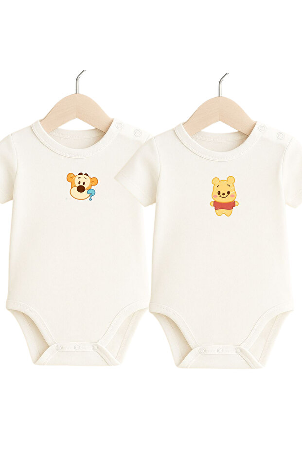 100% Cotton 2-Piece Bodysuit with Snap Fasteners on the Shoulders & Bodysuit
