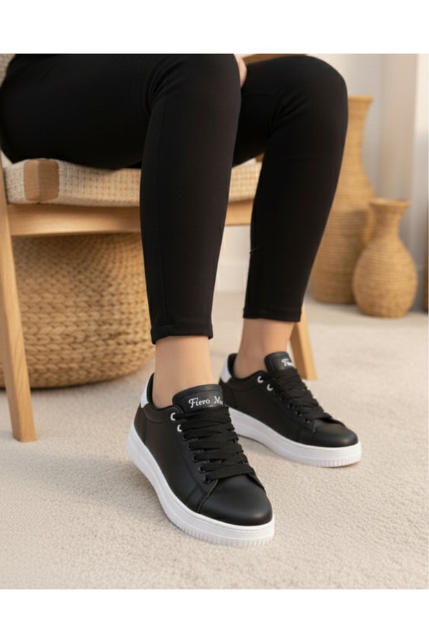 Unisex Faylon Sole Orthopedic Sports Shoes - Black White