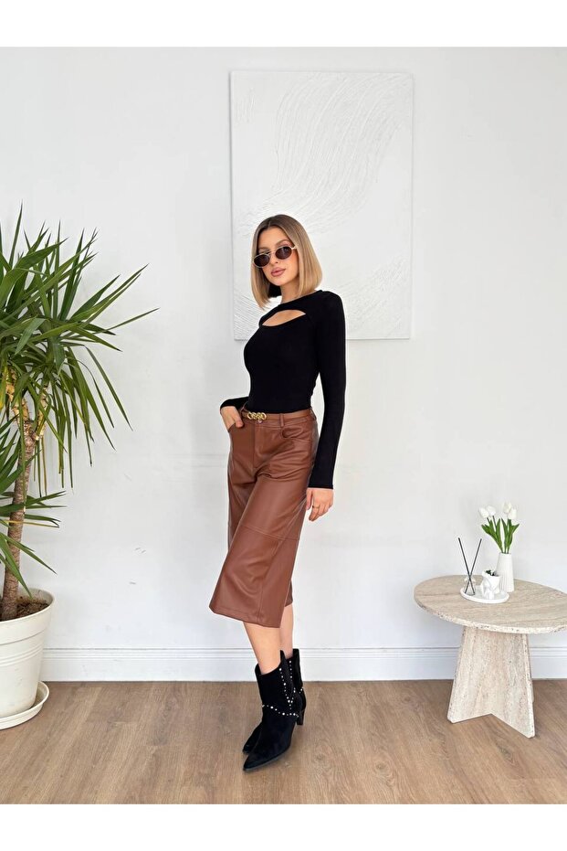 Deri Bermuda Şort - 3