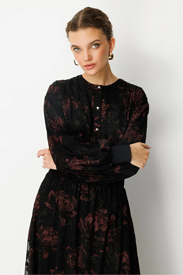 Ghisa Astarlı Şifon Elbise - 8