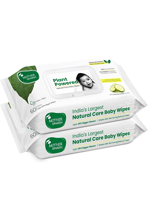 Natural Care Baby Wipes | 60 Pcs (Pack of 2)