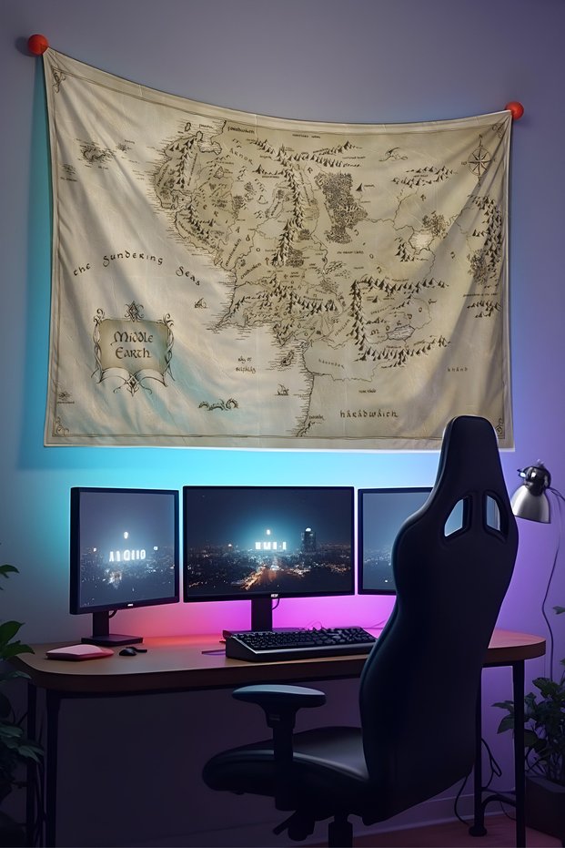 Lord of the Rings Wall Cloth Quality Fabric, Gamer Player Room Decor Tapestry Wall Carpet