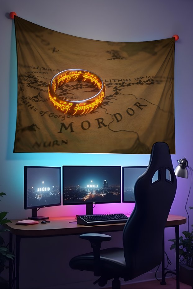Lord of the Rings Wall Cloth Quality Fabric, Gamer Player Room Decor Tapestry Wall Carpet
