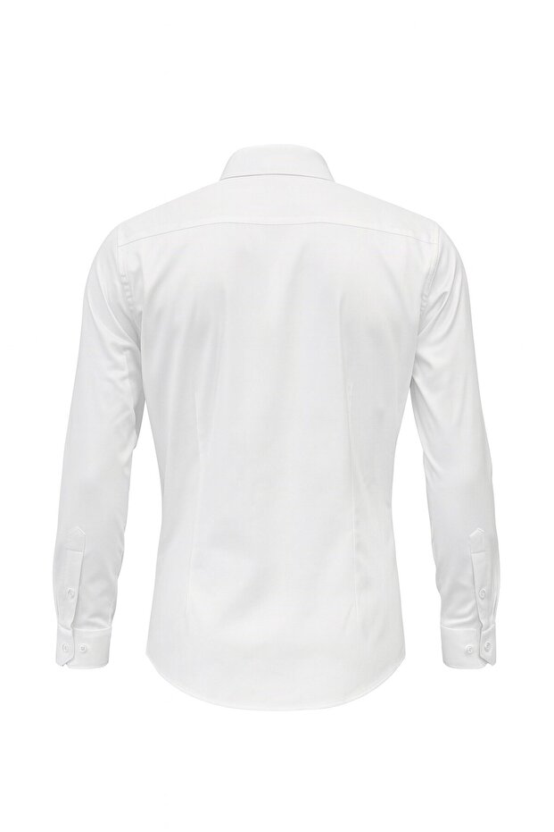 Men's Cotton Satin Shirt Regular Fit, Classic Collar, Plain Model - 3