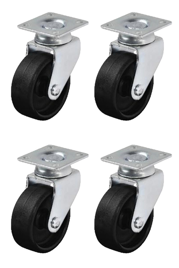 4 Pieces Hts 311 Swivel Furniture Wheel with Turntable 49 mm | 140 kg Capacity Screw Black Caster Set