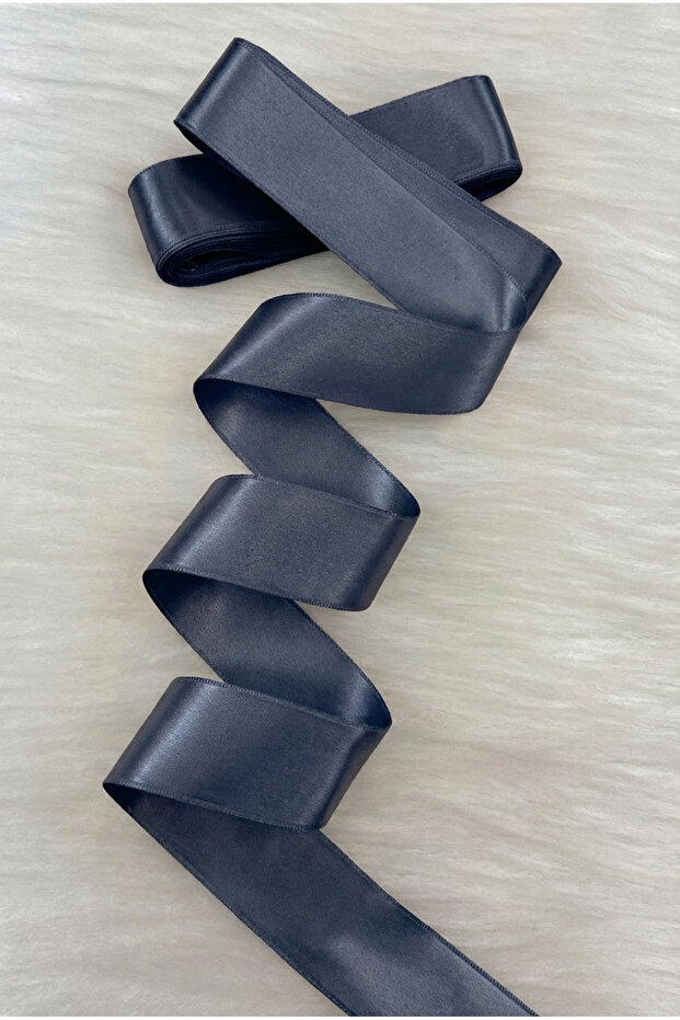 4 cm Smoked Navy Blue Double-Sided Satin Ribbon 10 Meters, Dowry Special Occasion Gift Wedding Decoration