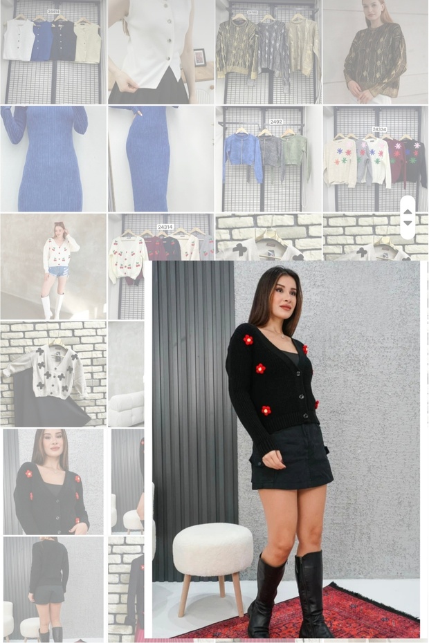 Papatyalı triko hırka - 3