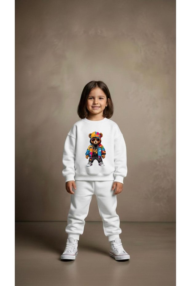 Team Sweatshirt Colorful Bear Coat B Printed Girls Boys Crew Neck3 4-5-6-7-8-9-10-11-12Years