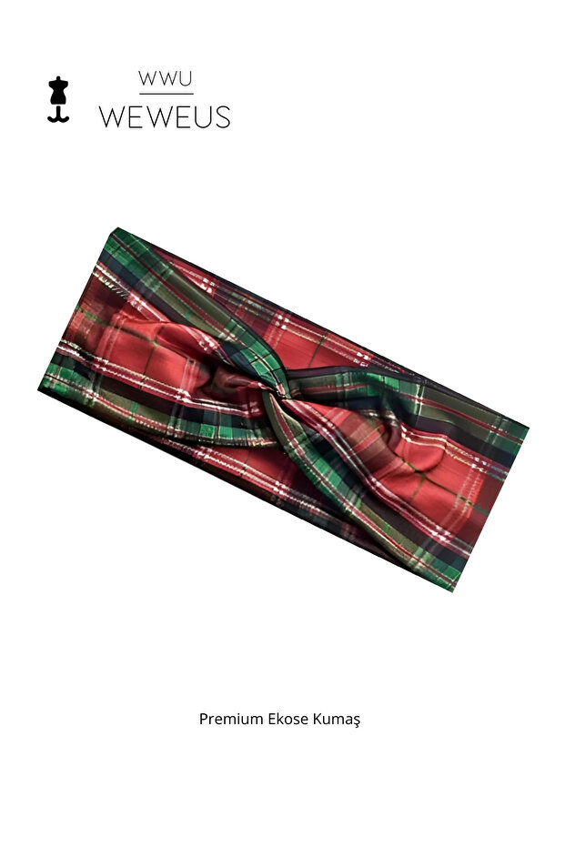 Plaid Red Green Premium Women's Hair Band Type1