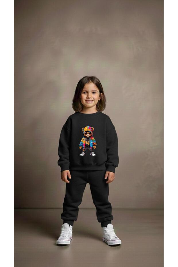 Team Sweatshirt Colorful Bear Coat B Printed Girls Boys Crew Neck3 4-5-6-7-8-9-10-11-12Years