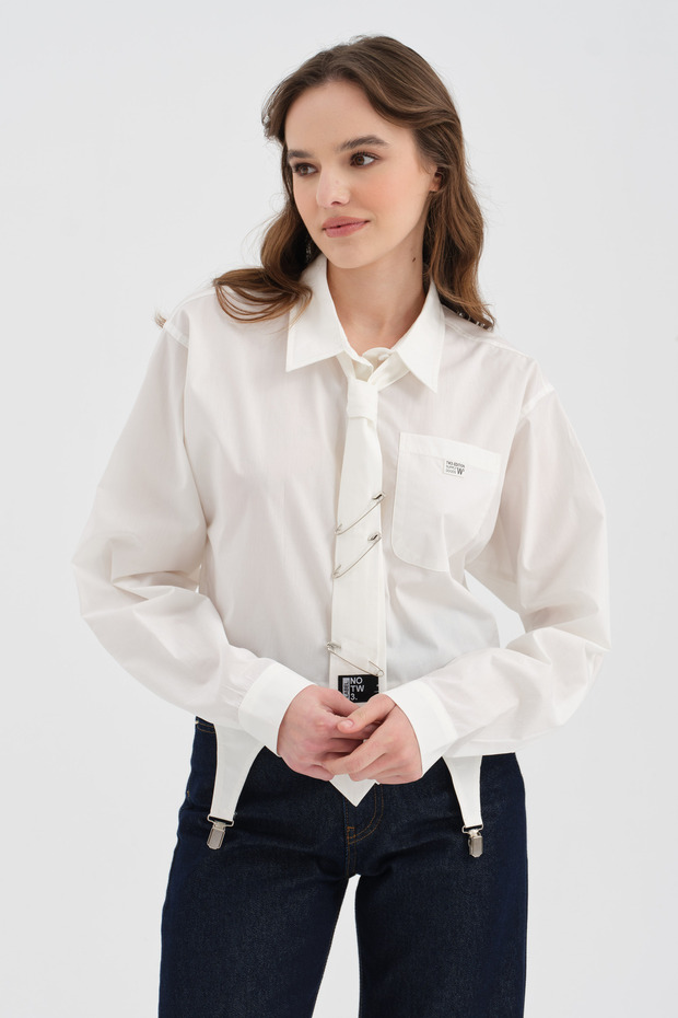 Women's Special Design Shirt with Tie Detail