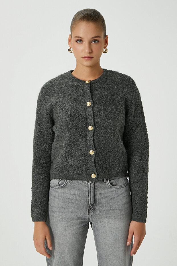 Kadın Enda Antrasit Buklet Hırka - 6