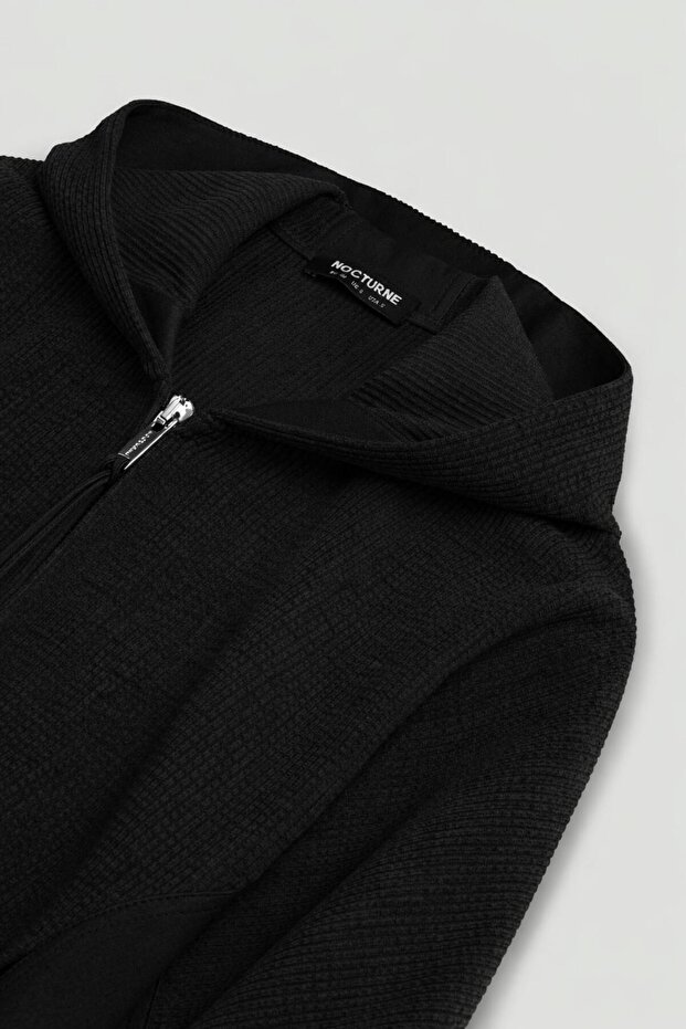 Dökümlü Kapüşonlu Ceket - 3