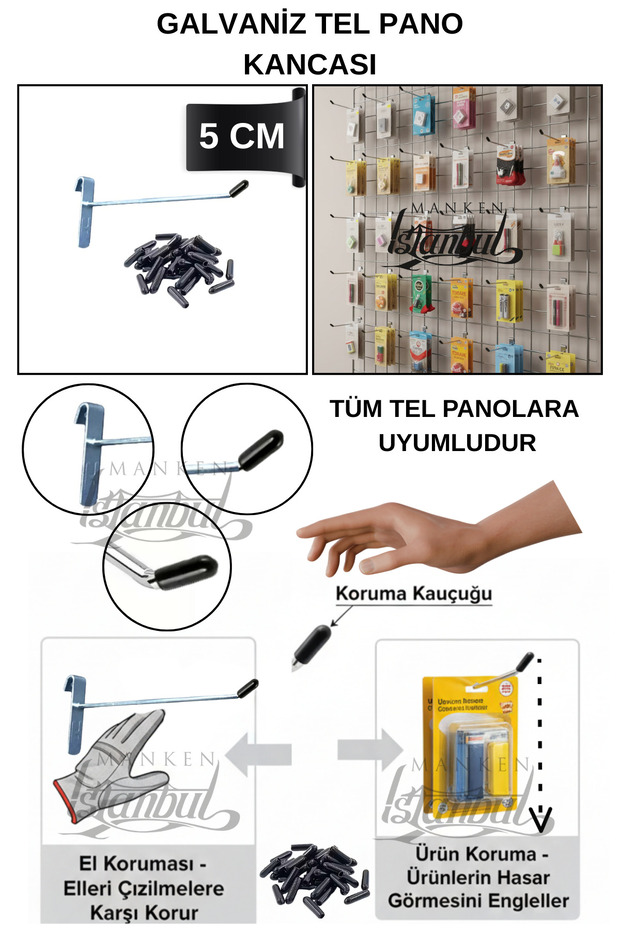 10 Pieces 5 cm Deluxe Protection Rubberized Wire Board Hook - Extra Strong - Shelf Hanger - Shelf Hook