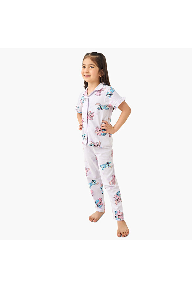Stitch and Angel Print Shirt and Pyjama Set