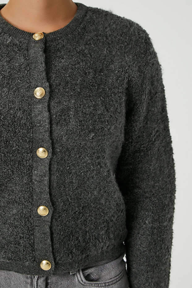 Kadın Enda Antrasit Buklet Hırka - 4