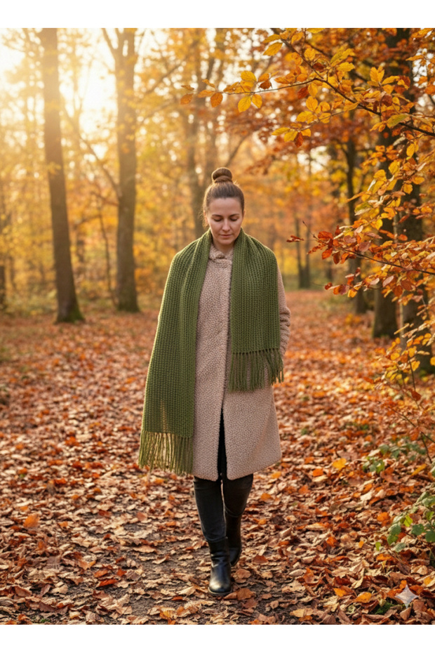 Saçaklı Triko Düz Atkı - 2