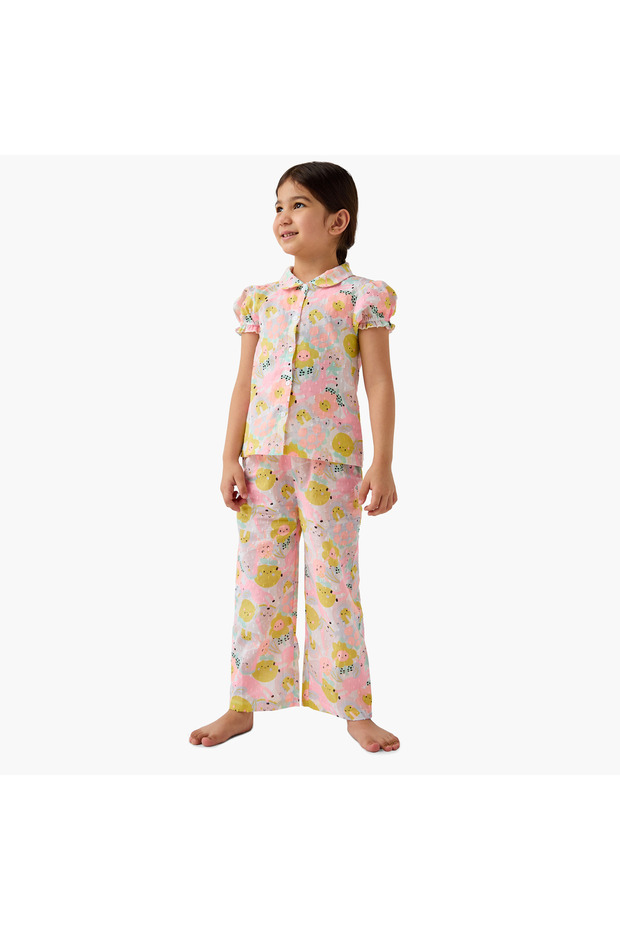 طقم قميص وبيجامة مطبوع - 1