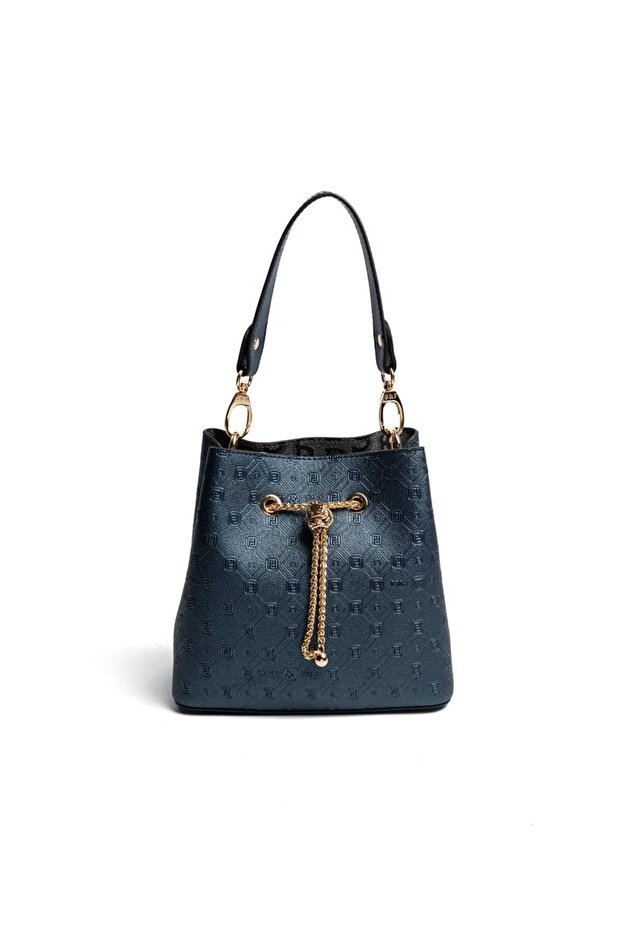 Navy Blue - Women's Crossbody Bag with Navy Blue Logo Sp1266