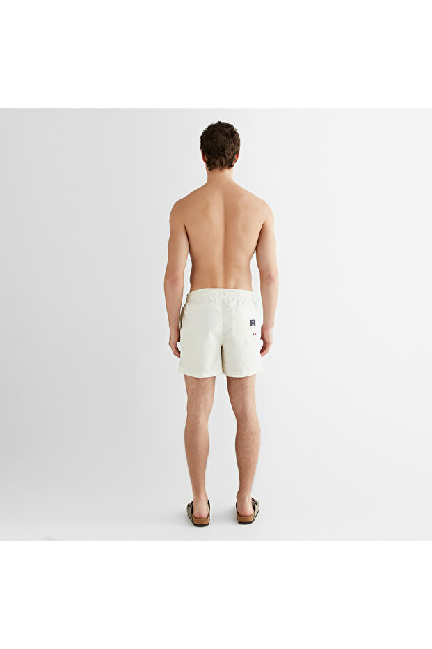 Erkek Krem Regular Fit Logolu Mayo Şort - 2