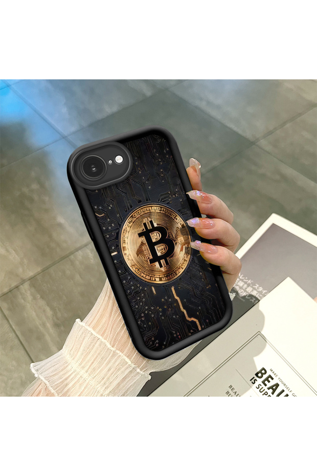 حافظة هاتف من السيليكون الناعم المتوافقة مع هاتف iPhone 16e، نمط البيتكوين المضاد للسقوط - 2