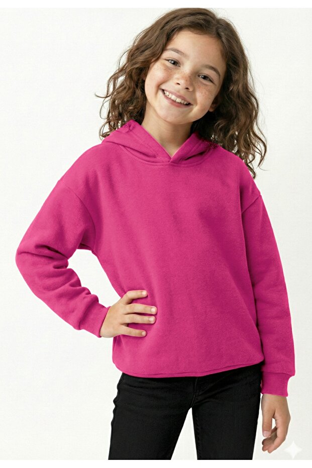 Children's Sweatshirt Collar School Hoodie Thick Fabric School Clothing - Fuchsia