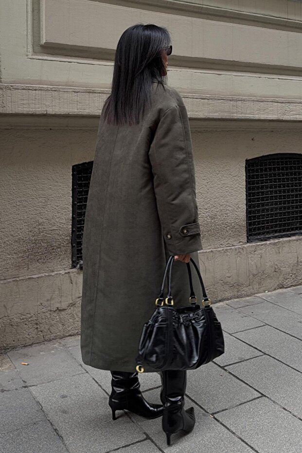 Double Button Long Suede Coat 7084 R10-I-K3 - 8