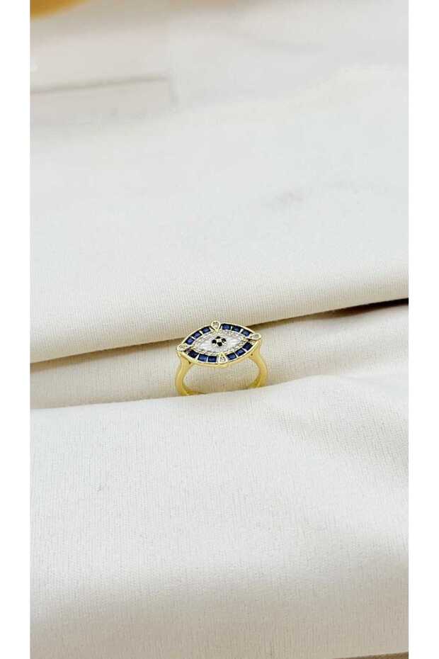 خاتم إصبع السماكة مزين بحجر العين الزرقاء - 2