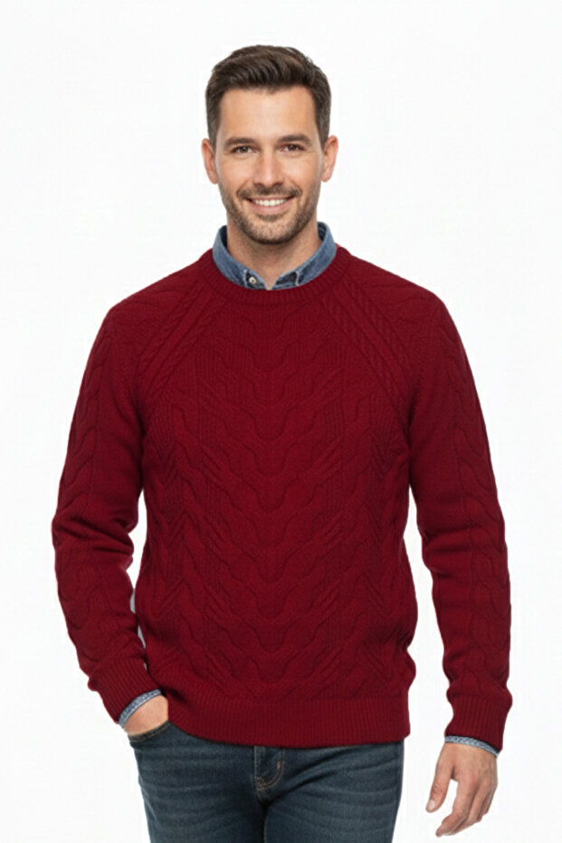 Erkek Bisiklet Yaka Kalın Kazak - 1