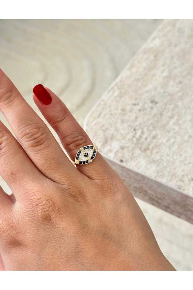 خاتم إصبع السماكة مزين بحجر العين الزرقاء - 3