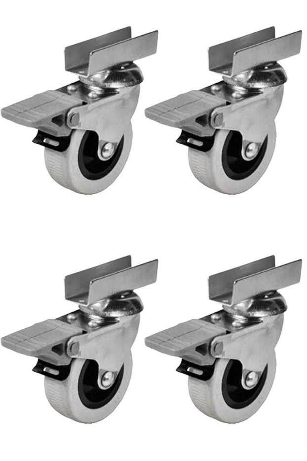 Hts 256 U-Table Rotating Furniture Caster with Brake 52 mm Set of 4 - with Screws and Lockable