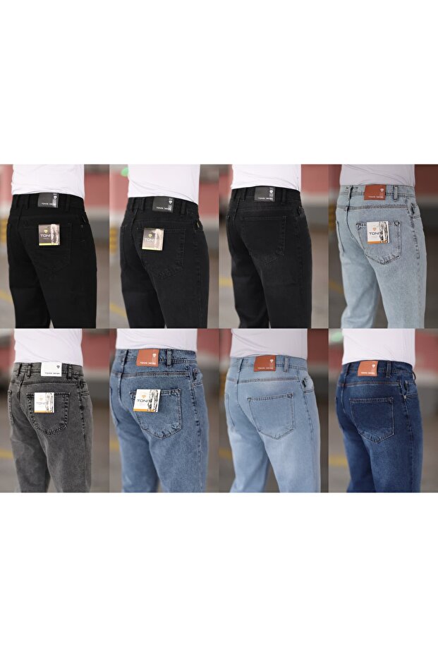 Men's Jeans Baggy High Waist Zippered Lycra Light Blue Snow Wash - 5