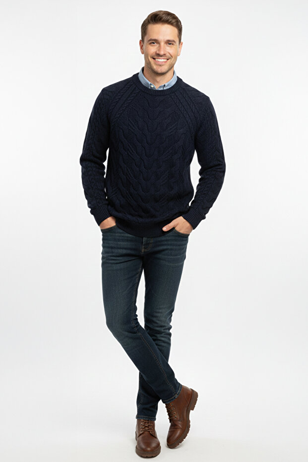 Erkek Bisiklet Yaka Kalın Kazak - 2