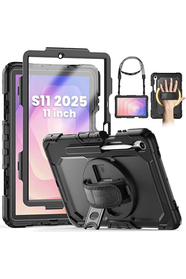 Case for Samsung Galaxy Tab S11 11'' 2025, Full-body Shockproof with Screen Protector, Rotating Hand