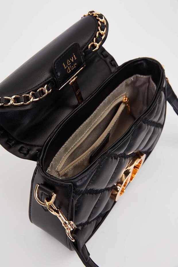 Siyah Dikişli Kapitone Model El Çantası - 3