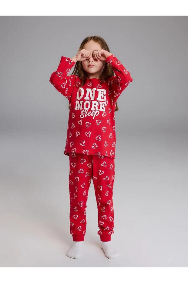 Crew Neck Printed Girls Pajama Set (W5)