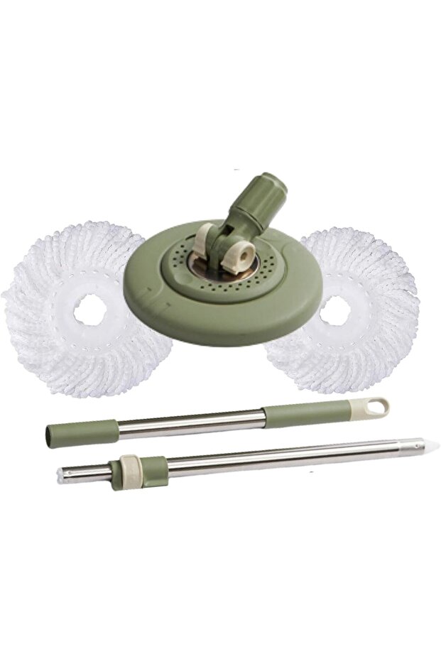 Spin Mop Telescopic Handle, Base, 2 Refills for Floor Cleaning, 360° Spinning Mop Bucket